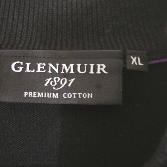 Glenmuir The Open Quarter Zip Argyle Cotton Golf Sweater Black & Purple Size XL - Picture 5 of 9